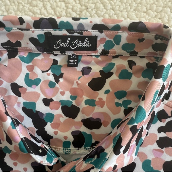 New BAD BIRDIE Paint Splatter Short Sleeve Polo Shirt - Picture 3 of 5
